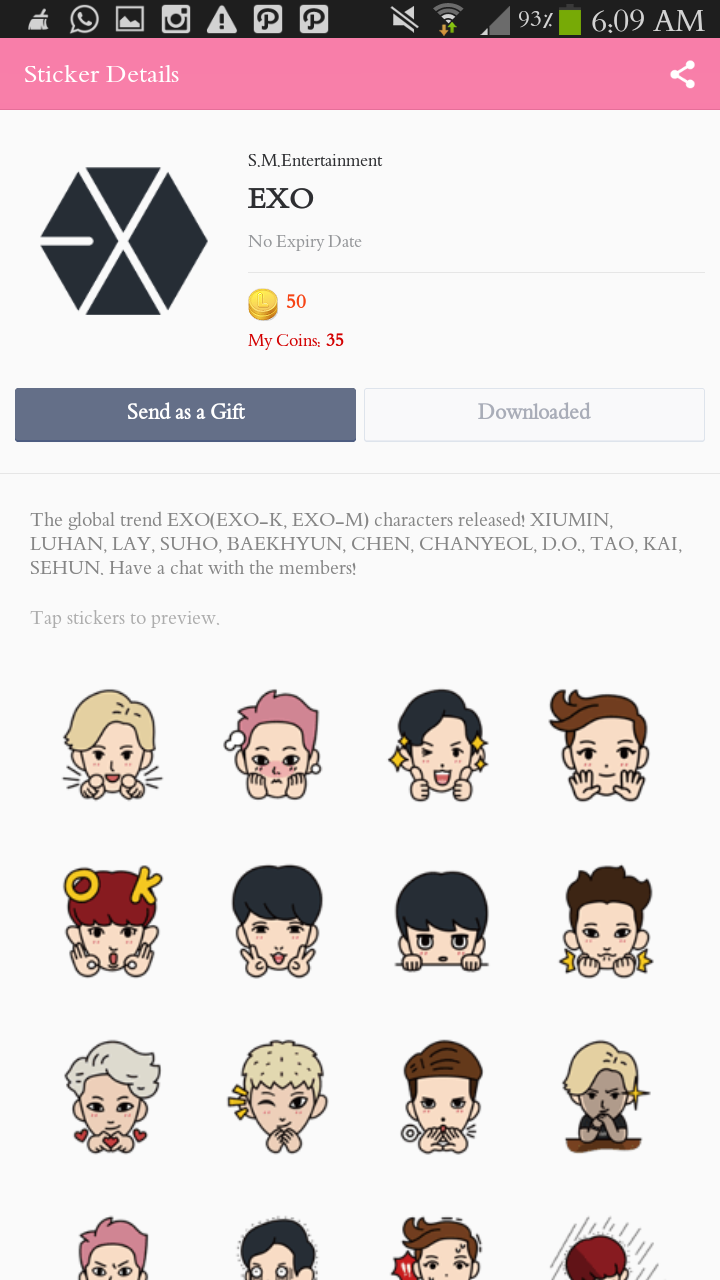 EXO Creator Stickers On NAVER LINE Fabric Gage
